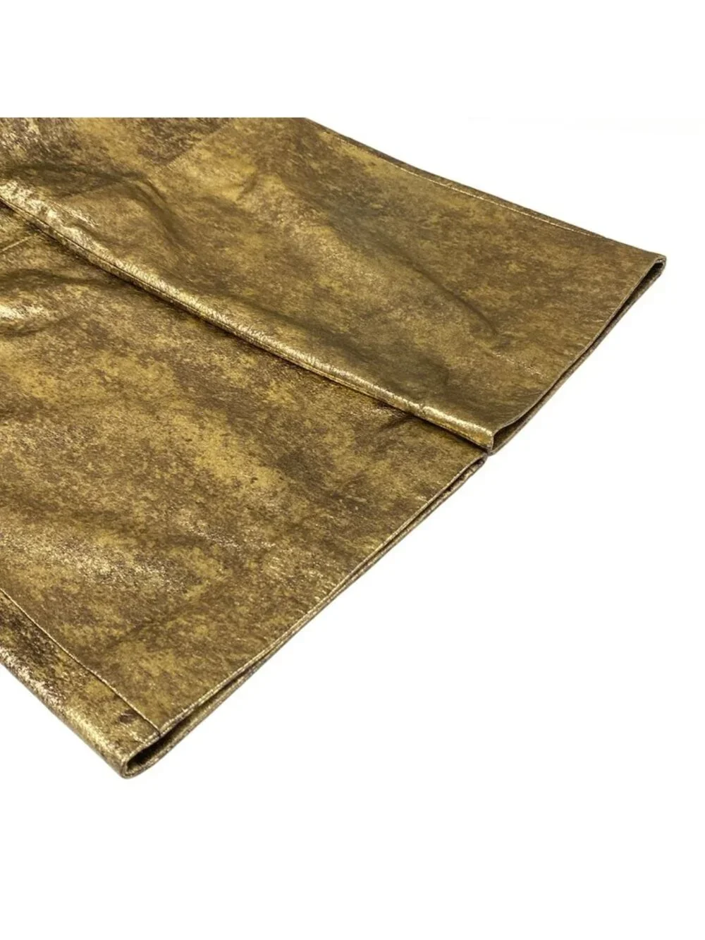 Chanel Pants Gold Full Length Lambskin Silk 34